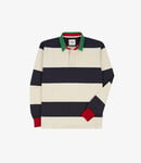 Drake's Dual Block Stripe Rugby - White & Navy