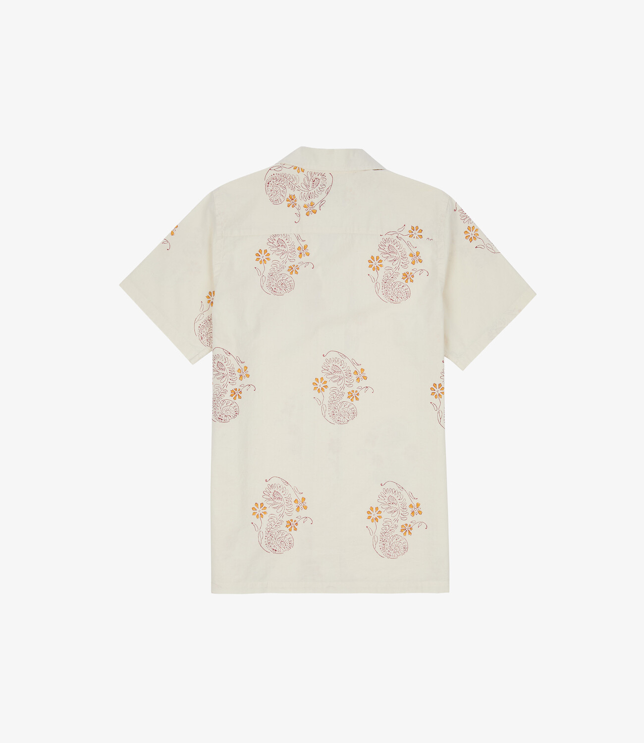 Floral Blk Print SS Camp Collar - Off W/Burg