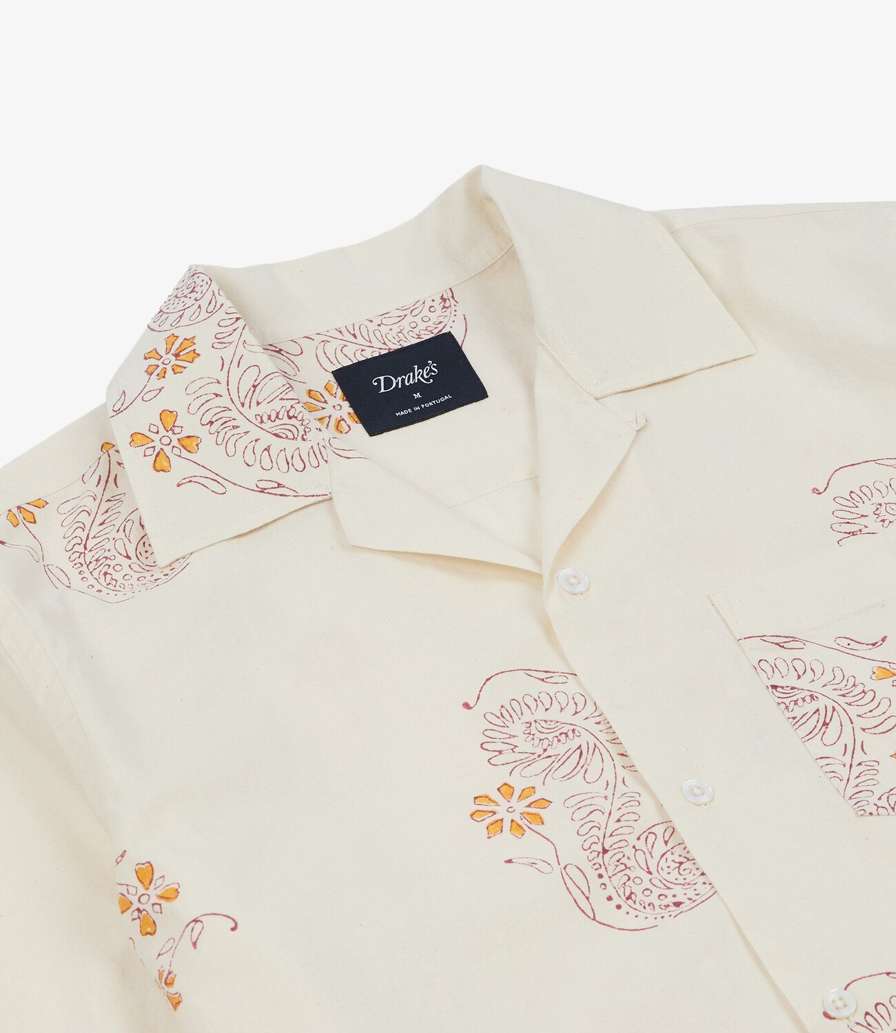 Floral Blk Print SS Camp Collar - Off W/Burg