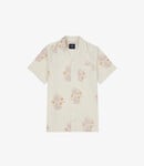 Drake's Floral Blk Print SS Camp Collar - Off W/Burg