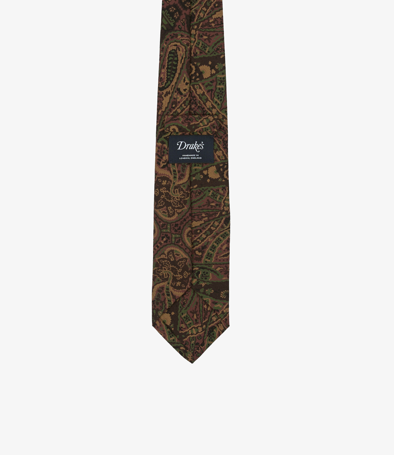 Painted Paisley Wool-Silk Tie - Brown