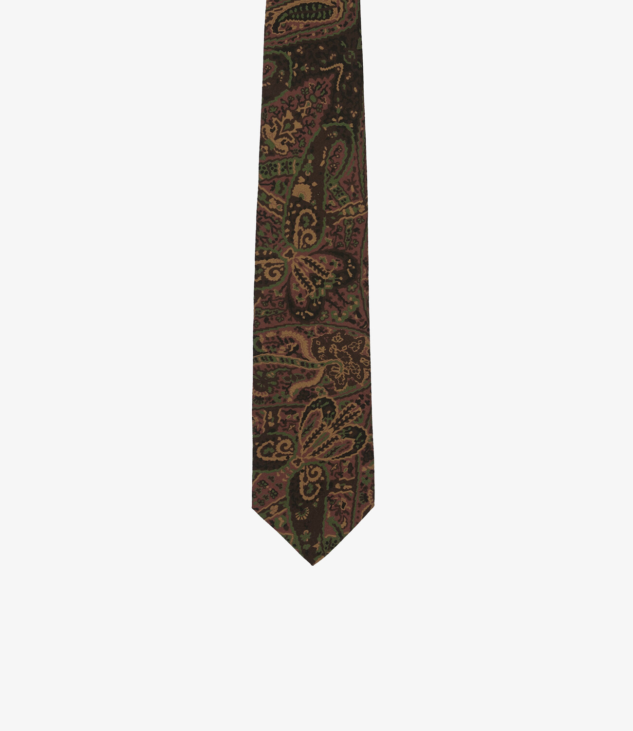Painted Paisley Wool-Silk Tie - Brown