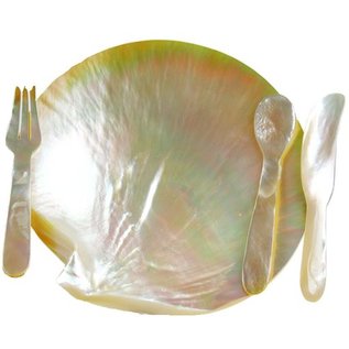 SEAURCO Mother of Pearl Plate with Cutlery