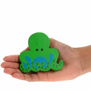 Painted Wood Octopus 8cm Green/Blue