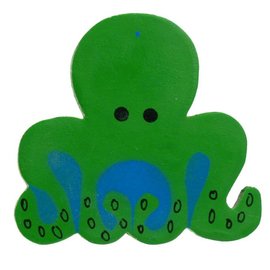 Painted Wood Octopus 8cm Green/Blue