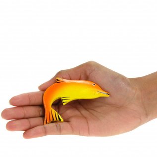 Painted Dolphin Shape 8cm Red/Orange