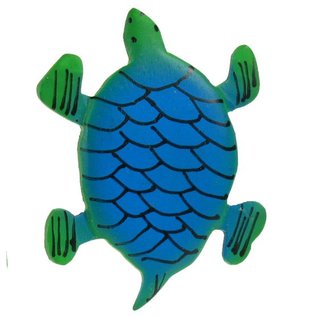 Painted Turtle Shape 8cm Green/Blue