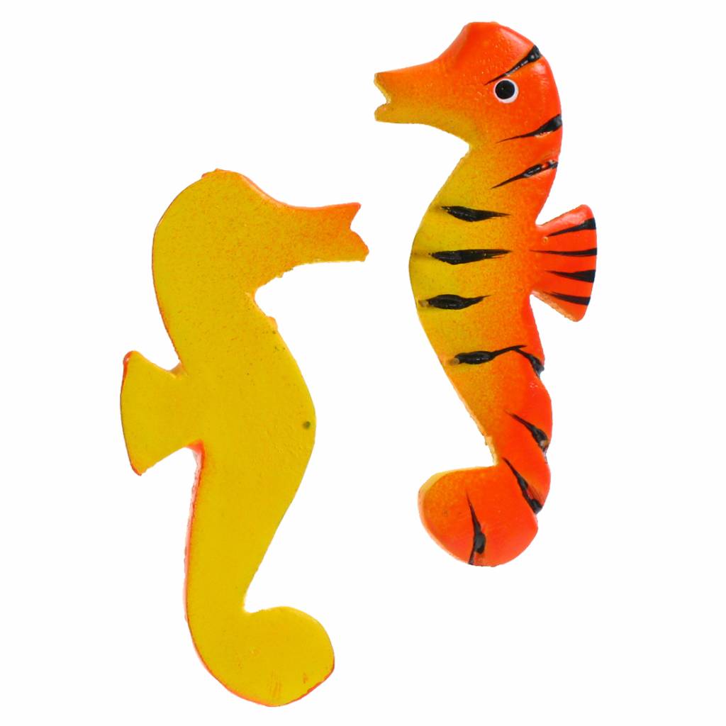 Painted Sea Horses 8cm Flatback - Shellco Yellow/Orange