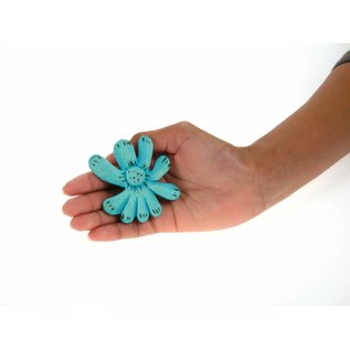 Wooden Flower, 8cm blue.