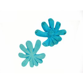 Wooden Flower, 8cm blue.
