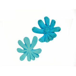 Wooden Flower, 8cm blue.