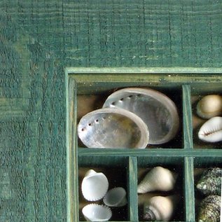 Green Maritime Picture with Shells, 20x15cm interior with 50mm frame