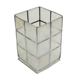 Natural Capiz Lantern with Silver Edging