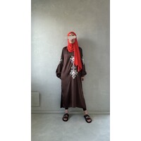 embroided tunic-dress sali brown