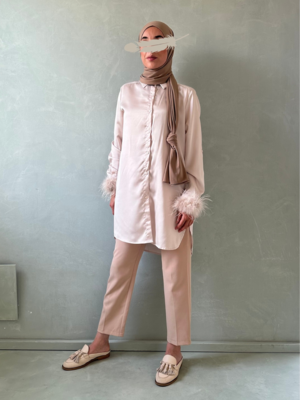 feather blouse tropia beige feather blouse tropia beige