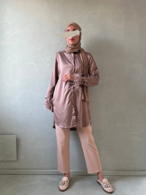 feather blouse tropia brown feather blouse tropia brown