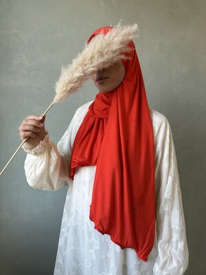 cotton jersey hijab sharjah orange red