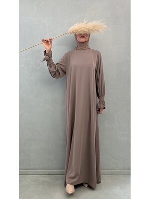 abaya bella (button sleeve) taupe abaya bella (button sleeve) taupe