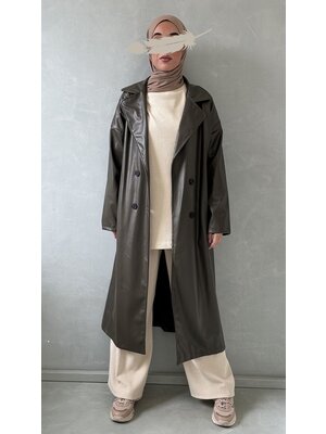 trenchcoat Leather green trenchcoat Leather green