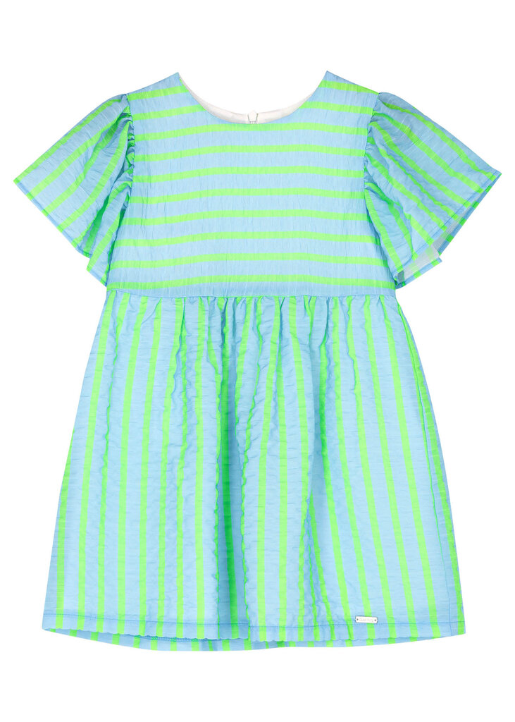 Blue Bay Dress Do Neon green stripes