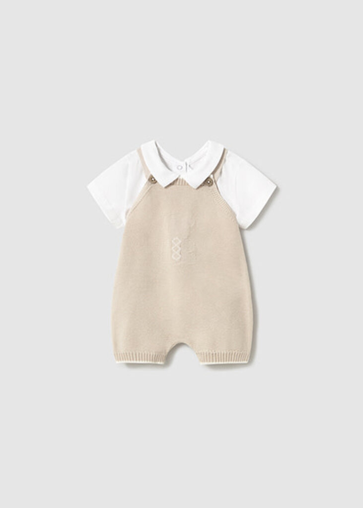 Mayoral 1607 Knit dungaree set 053 Stone