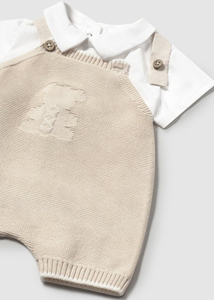 Mayoral 1607 Knit dungaree set 053 Stone
