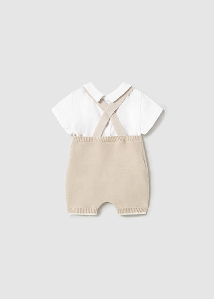 Mayoral 1607 Knit dungaree set 053 Stone