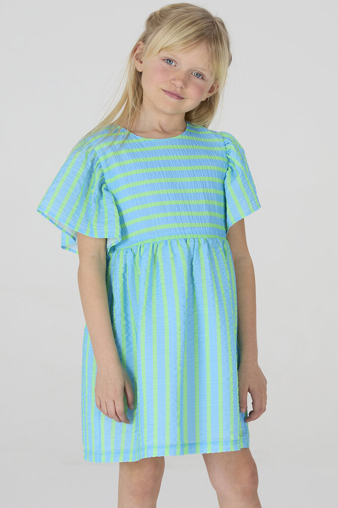 Blue Bay Dress Do Neon green stripes