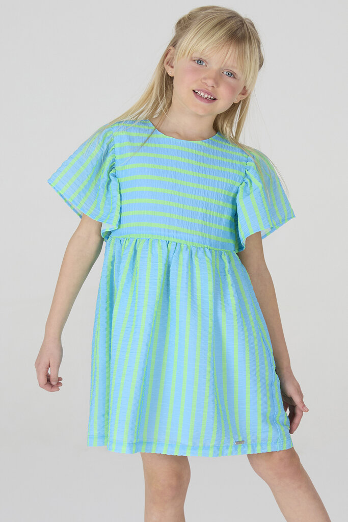 Blue Bay Dress Do Neon green stripes