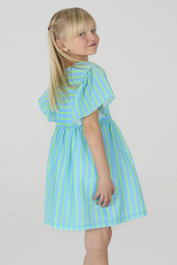 Blue Bay Dress Do Neon green stripes