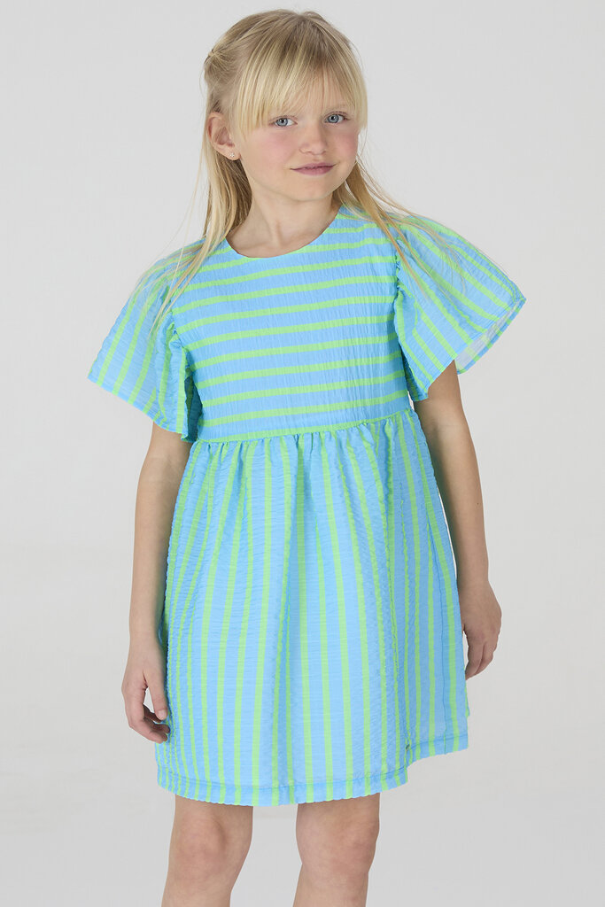 Blue Bay Dress Do Neon green stripes