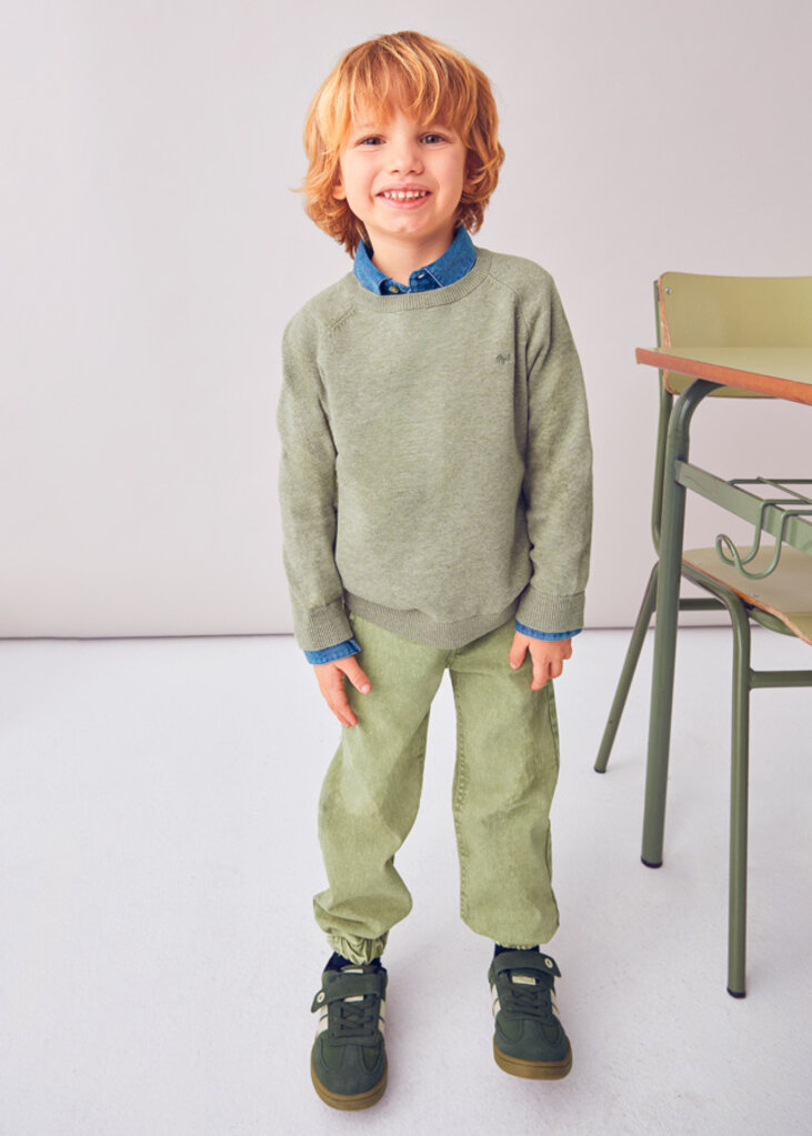 Mayoral 323 Basic cotton jumper w/round 010 pistaschio