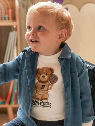 Mayoral 2058 L/s shirt bear 082 cream