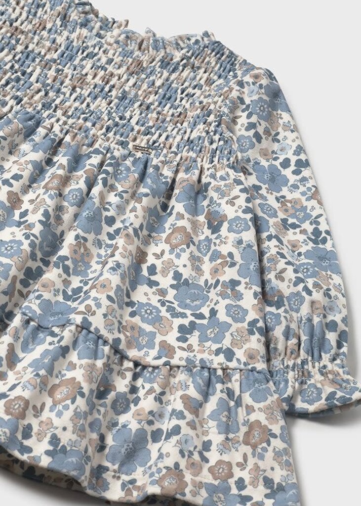 Mayoral 2909 Printed velvet dress 026 blue bell