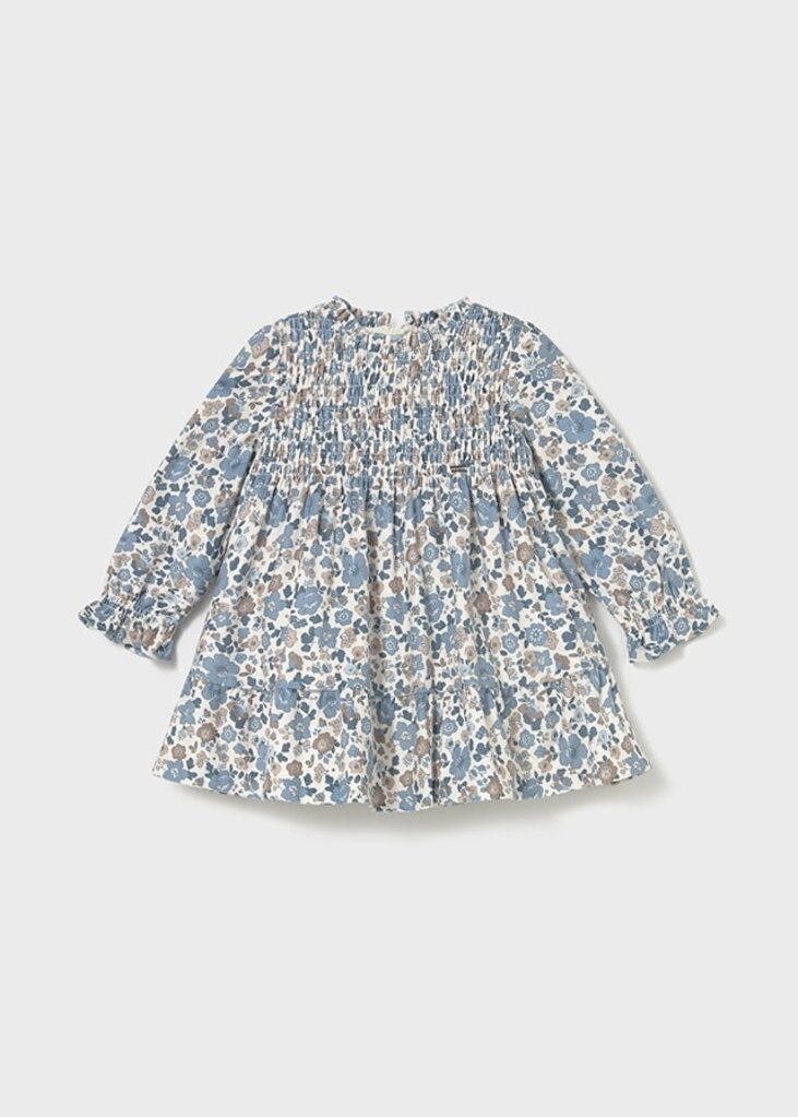 Mayoral 2909 Printed velvet dress 026 blue bell