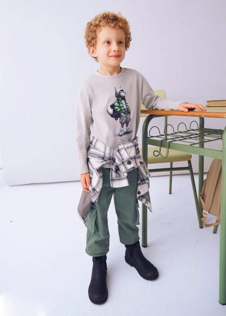 Mayoral 4083 L/s “wolf” shirt 010 smoke