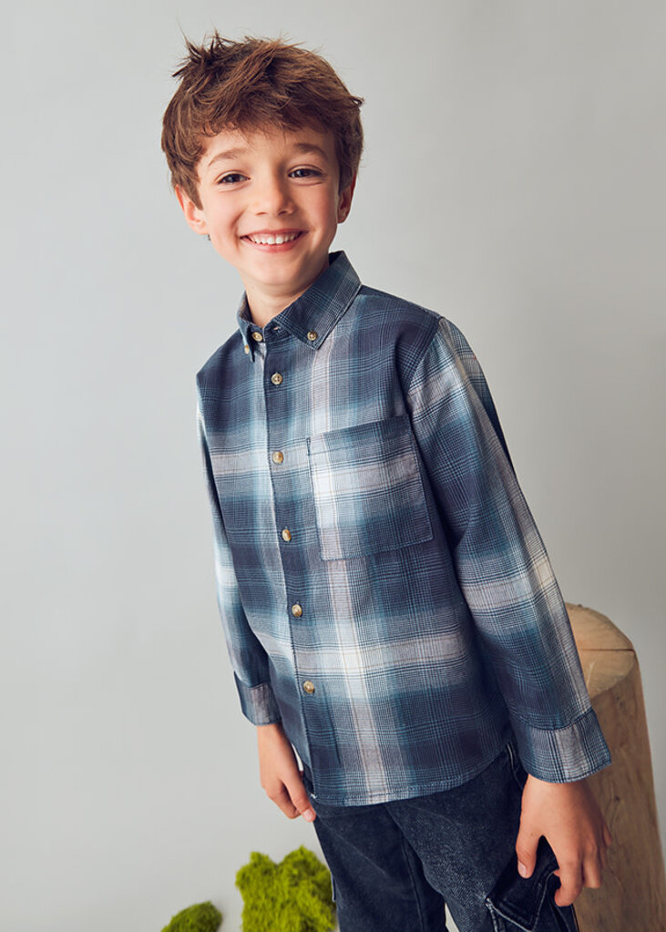 Mayoral 4127 L/s checked shirt 003 navy