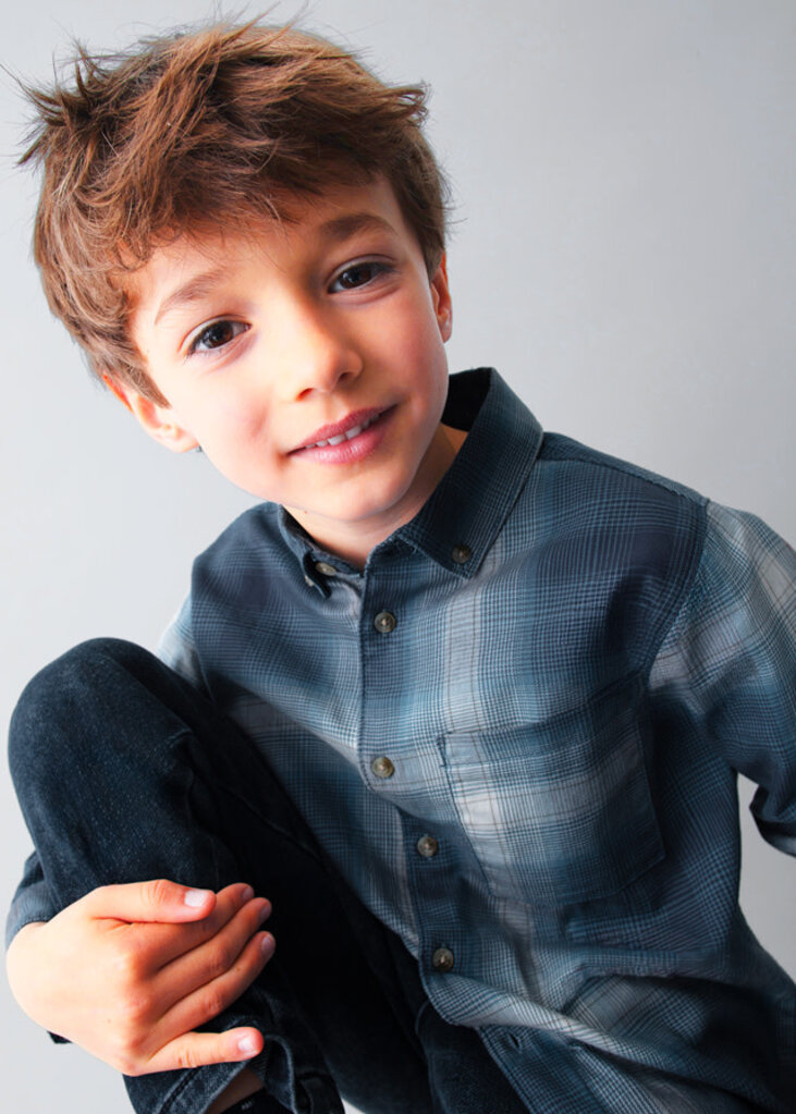 Mayoral 4127 L/s checked shirt 003 navy