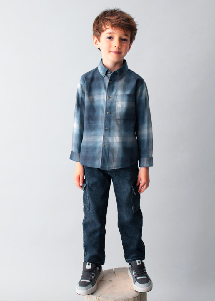 Mayoral 4127 L/s checked shirt 003 navy