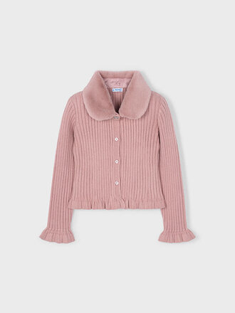 Mayoral 4311 Faux fur collar cardigan 016 makeup