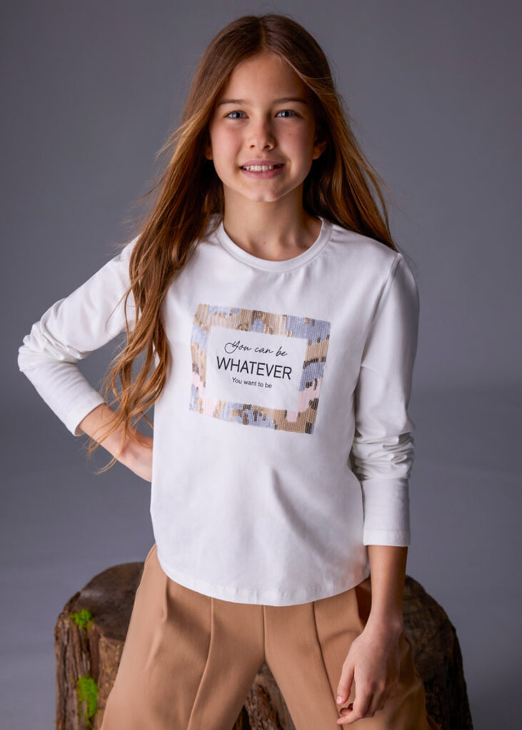 Mayoral 7018 L/s t-shirt 088 cream