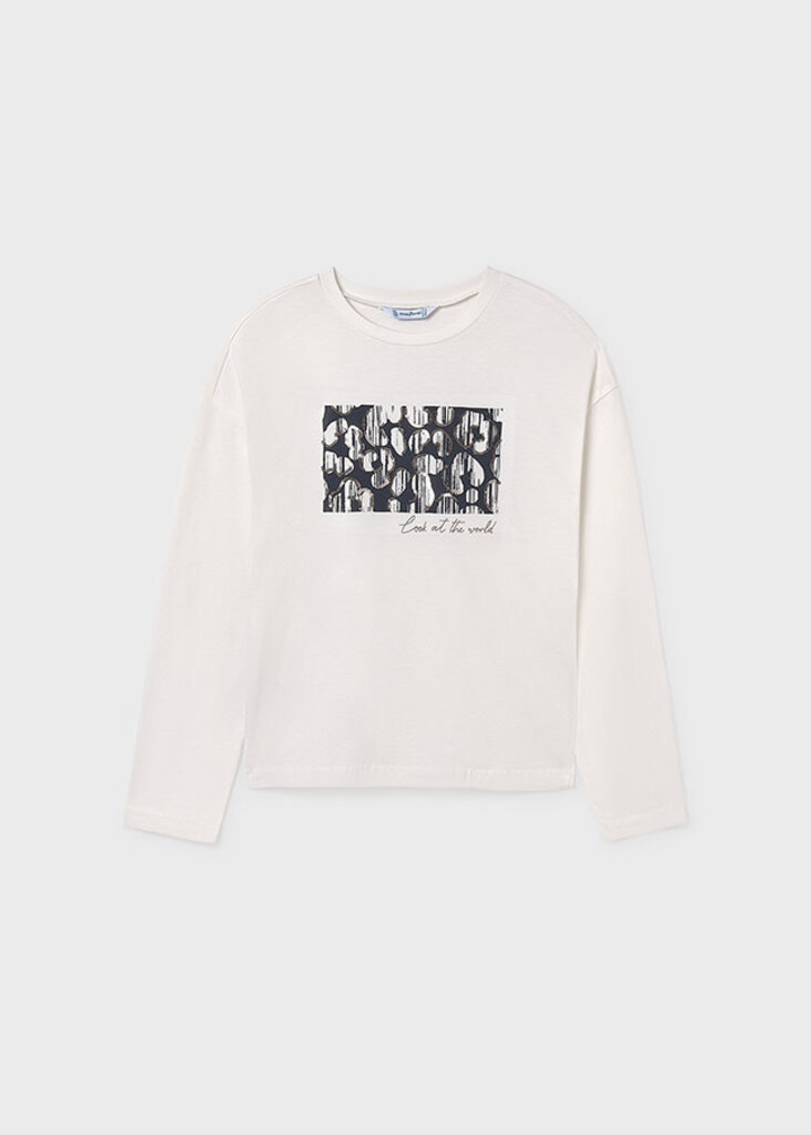 Mayoral 7024 L/s graphic t-shirt 021 cream