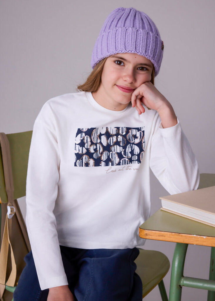Mayoral 7024 L/s graphic t-shirt 021 cream