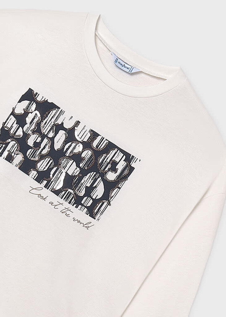 Mayoral 7024 L/s graphic t-shirt 021 cream