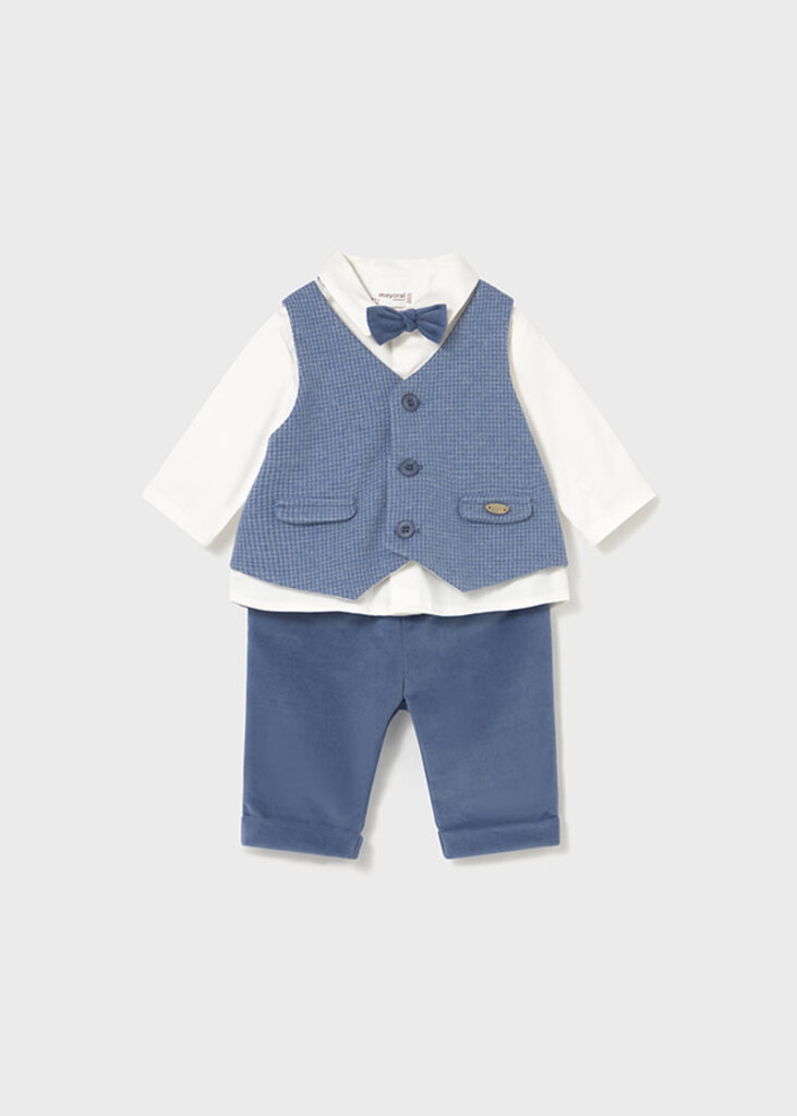 Mayoral 2581 Vest shirts pant set 003 blue