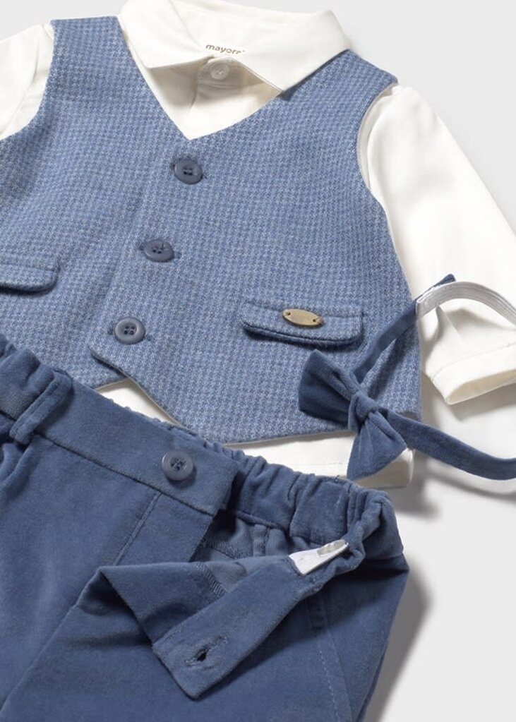 Mayoral 2581 Vest shirts pant set 003 blue
