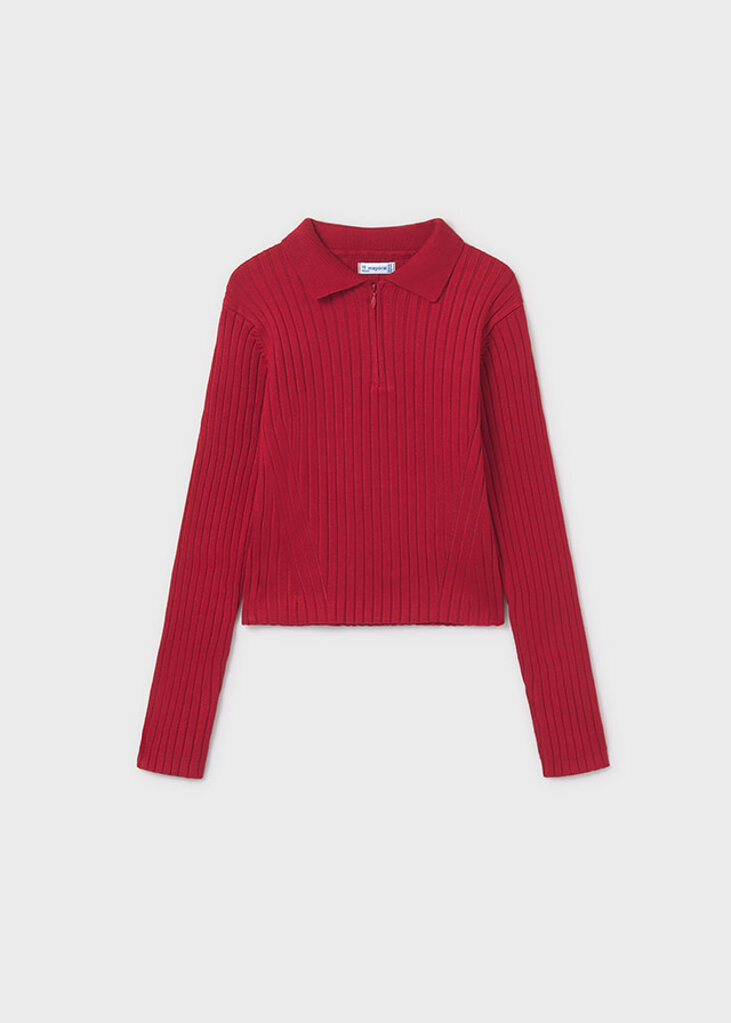 Mayoral 7195 L/s knit polo 047 red