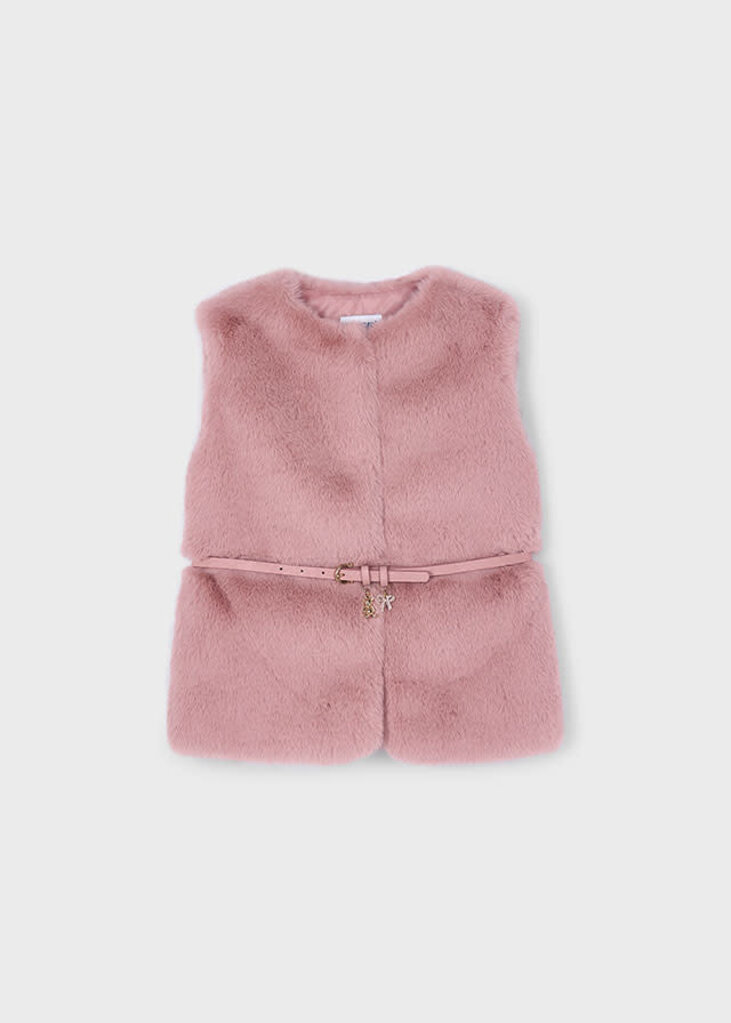 Mayoral 4315 Fur vest with belt 090 maquillaje