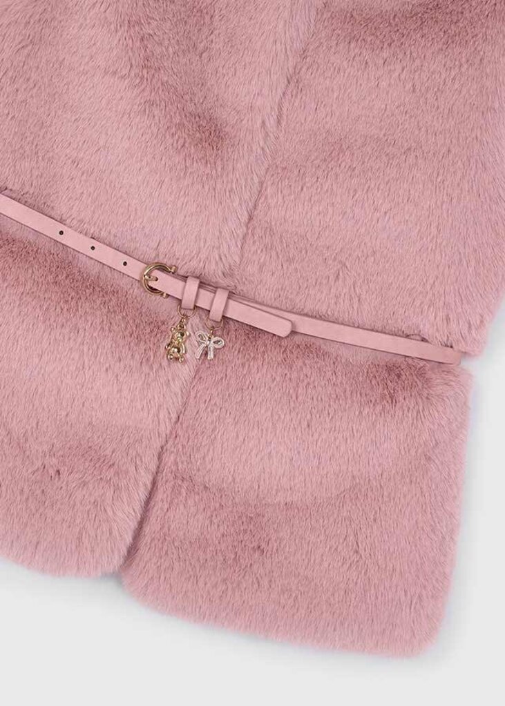 Mayoral 4315 Fur vest with belt 090 maquillaje