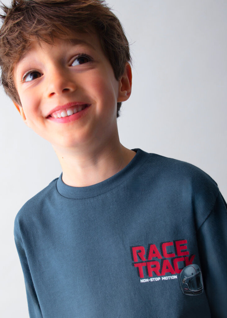 Mayoral 4084 L/s “race track” shirt 015 steel